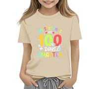 vaolkwsacz 100th Day of School Celebration for Girls and Boys Kids T Shirts Fun Colorful Numbers Toy Maglietta a maniche lunghe, beige., 6-7 Jahre