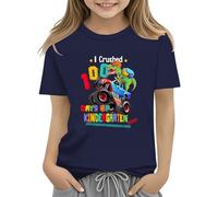 vaolkwsacz 100th Day of School Celebration for Girls and Boys Kids T Shirts Fun Colorful Numbers Toy Truck Football Basketball Baby, Blu marino, 8-9 Jahre