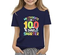 vaolkwsacz 100th Day of School Celebration for Girls and Boys Kids T Shirts Fun Colorful Numbers Toy Maglietta a maniche lunghe, Blu marino, 10-11Years