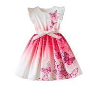 vaolkwsacz Abito estivo da bambina con stampa casual, gonna piccola, abito casual in stile straniero, carino, adatto per bambini da nove mesi a tre anni, pattinatori ragazze nero, Colore: rosa., 3-4