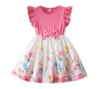 vaolkwsacz Abito estivo da bambina con stampa casual, gonna piccola, abito casual in stile straniero, carino, adatto per bambine da nove mesi a tre anni, bianco, 12-18 Monate