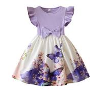 vaolkwsacz Abito estivo da bambina con stampa casual, gonna piccola, abito casual in stile straniero, dolce, adatto per bambine da nove mesi a tre anni, Lilla, 3-4 Jahre