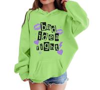 vaolkwsacz Autumn and Winter Boys and Girls Long Sleeved Hooded Casual Sweatshirt Fashion Print Tops Felpa con cappuccio da uomo nero, verde, 9-10 Jahre