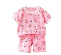 vaolkwsacz Baby Boys Pajamas Set Infant Short Sleeve Print T Shirt Top Short Cute Toddler Girls Set Summer Sleepwear Pantaloni per bambini 86, Colore: rosa., 18-24 Monate