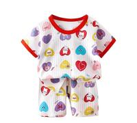 vaolkwsacz Baby Boys Pajamas Set Infant Short Sleeve Print T Shirt Top Short Cute Toddler Girls Set Summer Sleepwear Pantaloni per bambini 86, Azzurro, 12-18 Monate