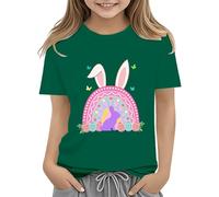 vaolkwsacz Easter Shirts for Toddler Boy - Maglietta a maniche corte Tractor Bunny per bambini, in cotone, 2 13 anni, con fiori, verde, 2-3 Jahre