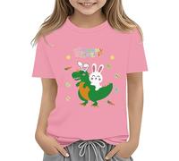 vaolkwsacz Easter Shirts for Toddler Boy Short Sleeve Tractor Bunny Tshirt for Kids Cotton Tee Tops 2 13 Years Reiter T Shirt Girls, Colore: rosa., 12-13 Jahre
