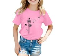 vaolkwsacz Kids Children Daily Casual Cute Printed Short Sleeve O Neck T Shirt Shirt Top Girls Christmas, Colore: rosa., 8-9 Jahre
