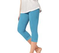 vaolkwsacz Leggings bambina con bordo in pizzo elastico vita alta per yoga corto carino da uomo leggero collant da danza 2-13 anni pigiama ragazzo 92, Celeste., 6-7 Anni