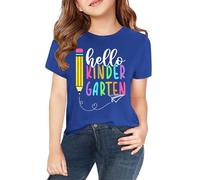 vaolkwsacz Maglietta a maniche corte per e ragazze in primavera e stampa 2D personalizzata "". Girocollo, confortevole, casual, manica corta in neoprene maglietta ragazza, Blu, 4-5 Jahre