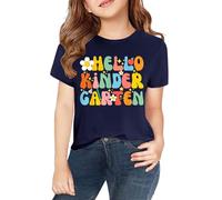 vaolkwsacz Maglietta a maniche corte per e ragazze in primavera e stampa 2D personalizzata "". Girocollo, confortevole, casual, maniche corte camicetta blu ragazza, Blu marino, 6-7 Jahre