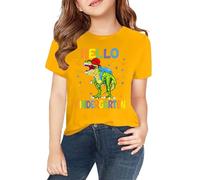 vaolkwsacz Maglietta a maniche corte per e ragazze in primavera e stampa 2D personalizzata "". Girocollo, confortevole, casual, manica corta T Shirt a righe ragazza, giallo., 3-4 Jahre