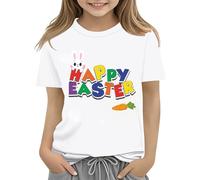 vaolkwsacz Maglietta per bambini Easter Bunny con Eggs colorati e design Soft T Shirt for Girls Comfort and Stylish Personalizzation. 1., bianco, 8-9 Jahre