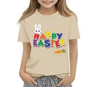 vaolkwsacz Maglietta per bambini Easter Bunny con Eggs colorati e design Soft T Shirt for Girls Comfort and Stylish Personalizzation. 1., cachi, 3-4 Jahre