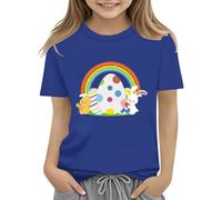 vaolkwsacz Maglietta per bambini Easter Bunny con uova colorate e design morbido, maglietta per ragazze comode ed eleganti, S ragazze, Blu scuro, 6-7 Jahre