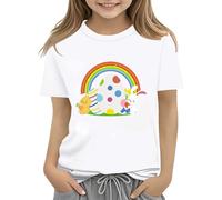 vaolkwsacz Maglietta per bambini Easter Bunny con uova colorate e design morbido, maglietta per ragazze comode ed eleganti, S ragazze, bianco, 10-11Years