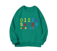 vaolkwsacz Number Day Girls and Boys Kids Felpe Fun Colorful Numbers Maglione Rosso Ragazza, verde, 10-11 Jahre