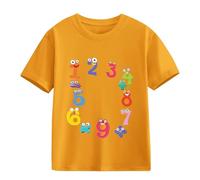 vaolkwsacz Number Day Girls and Boys Kids T Shirts Fun Colorful Numbers Abbigliamento Compleanno Baby 1 Ragazzo, Colore: arancione., 6-7 Jahre
