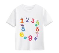 vaolkwsacz Number Day Girls and Boys Kids T Shirts Fun Colorful Numbers Abbigliamento Compleanno Baby 1 Ragazzo, bianco, 4-5 Jahre