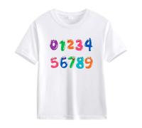 vaolkwsacz Number Day Girls and Boys Kids T Shirts Fun Colorful Numbers - Maglietta da ragazza, colore: Azzurro, bianco, 12-13 Jahre