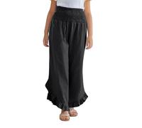 vaolkwsacz Palazzo, pantaloni bambina a gamba larga, vita alta, pantaloni per il tempo libero, abbigliamento casual per spiaggia, viaggi e vacanze leggings ragazza giallo, Nero , 4-5 Jahre