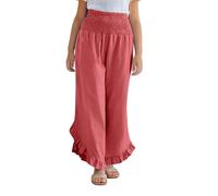 vaolkwsacz Palazzo, pantaloni bambina a gamba larga, vita alta, pantaloni per il tempo libero, abbigliamento casual per spiaggia, viaggi e vacanze leggings ragazza giallo, Rosso anguria., 12-13 Jahre