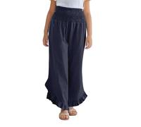 vaolkwsacz Palazzo, pantaloni bambina a gamba larga, vita alta, pantaloni per il tempo libero, abbigliamento casual per spiaggia, viaggi e vacanze leggings ragazza giallo, Blu marino, 4-5 Jahre