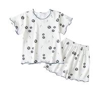 vaolkwsacz Pigiama per bambini a maniche corte per bambini, vestito e ragazze, abbigliamento da casa sottile e pigiama medio per bambini, due pezzi, abbigliamento per bambini, Blu, 5-6 Jahre