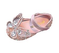 vaolkwsacz Ragazza Mary Jane Glitter Scarpe Glitter Alla Moda Partito Scarpe Con Strass Farfalla Scarpe Ragazza Perline Vestito Piatto Scarpe Da Sera Lucido Scarpe Da Principesse, Colore: rosa., 30 EU
