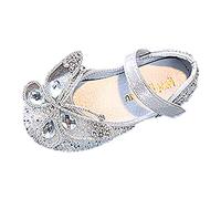 vaolkwsacz Ragazza Mary Jane Glitter Scarpe Glitter Alla Moda Partito Scarpe Con Strass Farfalla Scarpe Ragazza Perline Vestito Piatto Scarpe Da Sera Lucido Scarpe Da Principesse, argento, 27 EU