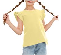 vaolkwsacz Ragazze Carino Life Candy Colore Farfalla Maniche Corte Adatto Per 313 T Shirt Dinosauro Ragazza, giallo., 7-8 Jahre