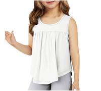 vaolkwsacz Ragazze Gilet Girocollo Top Gilet Per Bambino Senza Maniche Canotte Increspata Gilet 2025 Personalizzato Body 1, bianco, 9-10 Jahre