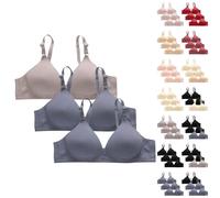vaolkwsacz Reggiseno Donna Taglie Forti, Pacco da 2/3 Reggiseni con Stampa Senza Ferretto Reggiseno di Sollievo Senza Cuciture Brassiere Classica Comodo Reggiseni Traspirante con Spalline Regolabili