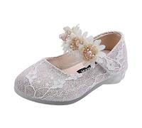vaolkwsacz Scarpe da battesimo da bambina 27 scarpe da principessa con glitter per bambini, scarpe basse con perla e fiore in , graziose scarpe da sera Mary Janes, scarpe da principessa per compleanno