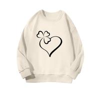 vaolkwsacz Spring and Autumn New Fashionable Cute Print Comfortable Version of The Girls Print, Felpa per ragazzi e ragazze, beige., 12-13 Jahre