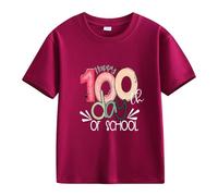 vaolkwsacz Spring and Autumn New Fashionable Cute Print Comfortable Version of The Girls Printed T Shirt Alien Shirt Girl, Colore: rosso, 3-4 Jahre