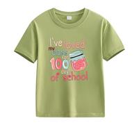 vaolkwsacz Spring and Autumn New Fashionable Cute Print Comfortable Version of The Girls Printed T Shirt 3a maniche lunghe, verde, 10-11Years