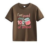 vaolkwsacz Spring and Autumn New Fashionable Cute Print Comfortable Version of The Girls Stamped T Shirt 2 in 1 Camicetta da donna, caffè, 12-13 Jahre