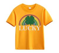 vaolkwsacz Spring and Autumn New Fashionable Cute Print Comfortable Version of The Girls Stamped T Shirt 2, Colore: arancione., 10-11Years