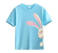 vaolkwsacz Spring and Autumn New Fashionable Cute Print Comfortable Version of The Girls Stamped T Shirt World Girl Shirt, Celeste., 12-13 Jahre