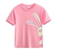 vaolkwsacz Spring and Autumn New Fashionable Cute Print Comfortable Version of The Girls Stamped T Shirt World Girl Shirt, Colore: rosa., 6-7 Jahre