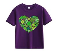 vaolkwsacz Spring and Autumn New Fashionable Cute Print Comfortable Version of The Girls Stamped T Shirt Donna Pizzo, Lilla, 10-11Years