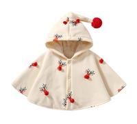 vaolkwsacz Vestiti di Natale per neonati, in velluto, con cappuccio, poncho, rosso, cappotto, giubbotto in piumino per ragazzi nero, beige., 18-24 Monate