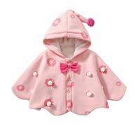 vaolkwsacz Vestiti di Natale per neonati, in velluto, con cappuccio, poncho, rosso, cappotto, giubbotto in piumino per ragazzi nero, Colore: rosa., 4-5 Jahre