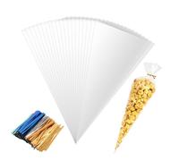 vaolmlop 100 Pezzi Sacchetti Caramelle,30x16 cm Sacchettini Trasparenti Buste In Cellophane con 100 Bande Metalliche Per confezioni di caramelle, Biscotti, Pane, Frutta Ecc.