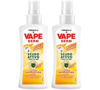Vape Derm Lozione Scudo Attivo Bipacco 100ml x 2, Lozione Repellente Zanzare, Zecche e Tafani, Protezione per Adulti e Bambini anche con Sudore