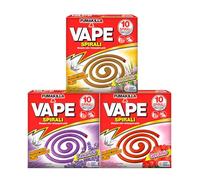 3x Vape Spirali Z Profumate Lavanda Geranio e Citronella Repellente Insetticida Antizanzara 8h contro Zanzare Comuni e Tigre Presidio Medico Chirurgico - 30 Spirali Profumazioni Assortite
