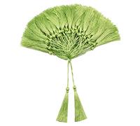 VAPKER - 100 nappine, fatte a mano, in morbida simil seta, 13 cm, con fili, utilizzabili come segnalibri, con passante da 5 cm, per la realizzazione di gioielli, colore: verde chiaro