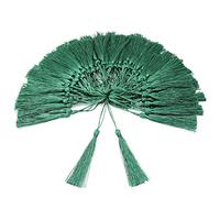VAPKER 100 Pezzi nappe verdi 13cm/5-Pollice Silky Handmade Morbide nappe Floss Segnalibro nappe con 2-Pollice Cord Loop per la fabbricazione di gioielli, segnalibro