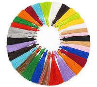 VAPKER 32 mini nappe di seta per gioielli artigianali da donna, morbide nappe fatte a mano in seta con passanti per progetti fai da te, 16 disegni multicolore, 2 pezzi per ciascuno (8.5 cm)